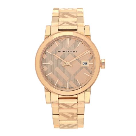 BURBERRY Stainless Steel 34mm The City Quartz Watch Rose 